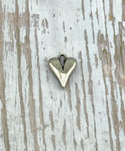 Small Heart Charm, Antiqued Pewter - PT375