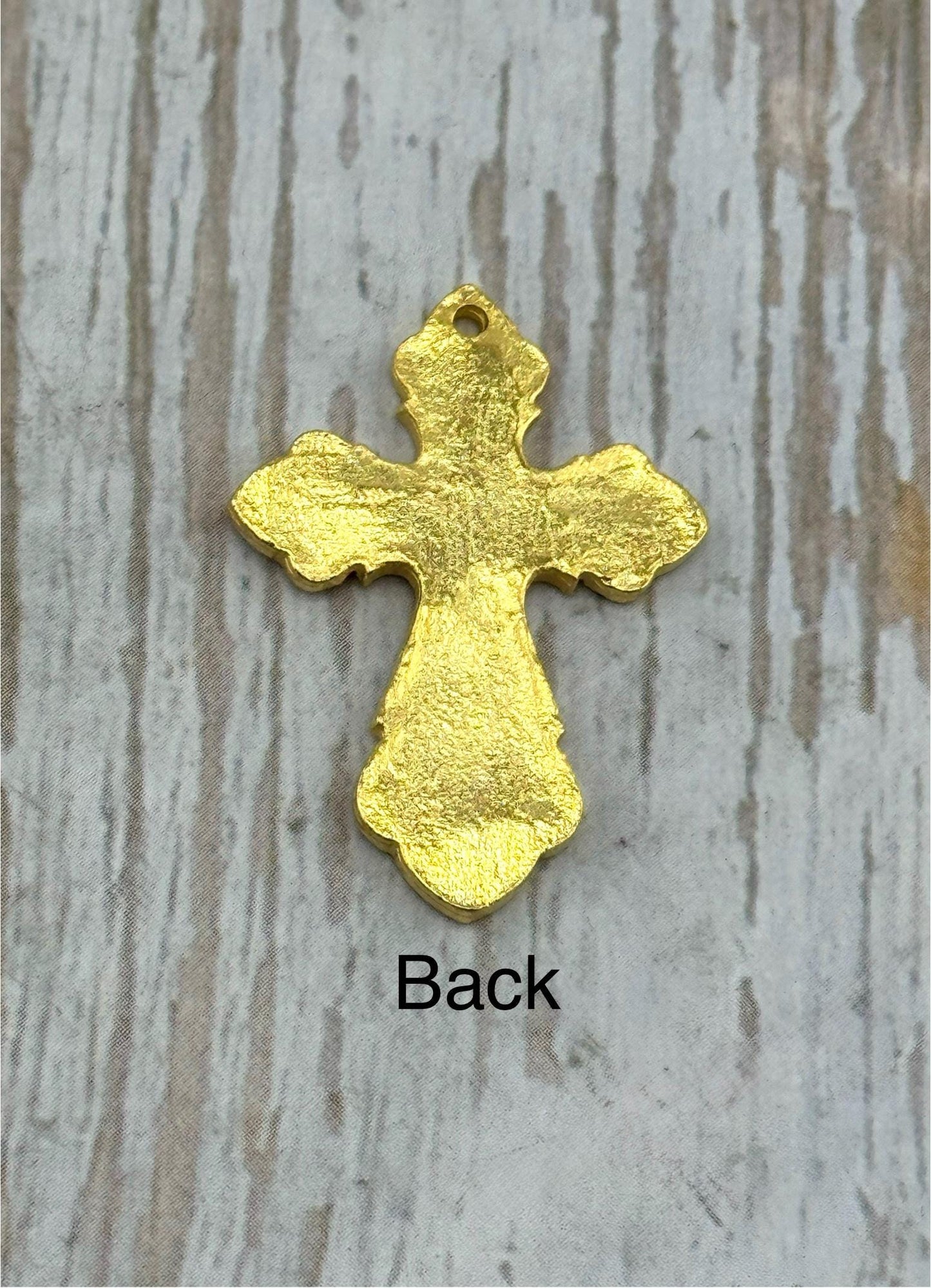 Large Ornate Cross Charm, Satin 18k Gold Plated - ST186
