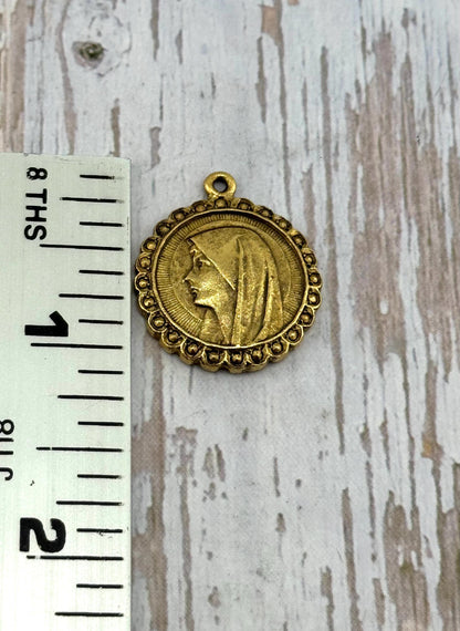 Médaille de la Vierge Marie Notre-Dame de Lourdes, en plaqué or 18 carats vieilli - AG002