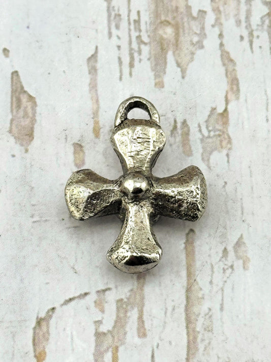 Chunky Cross Pendant, Antiqued Pewter - PT480