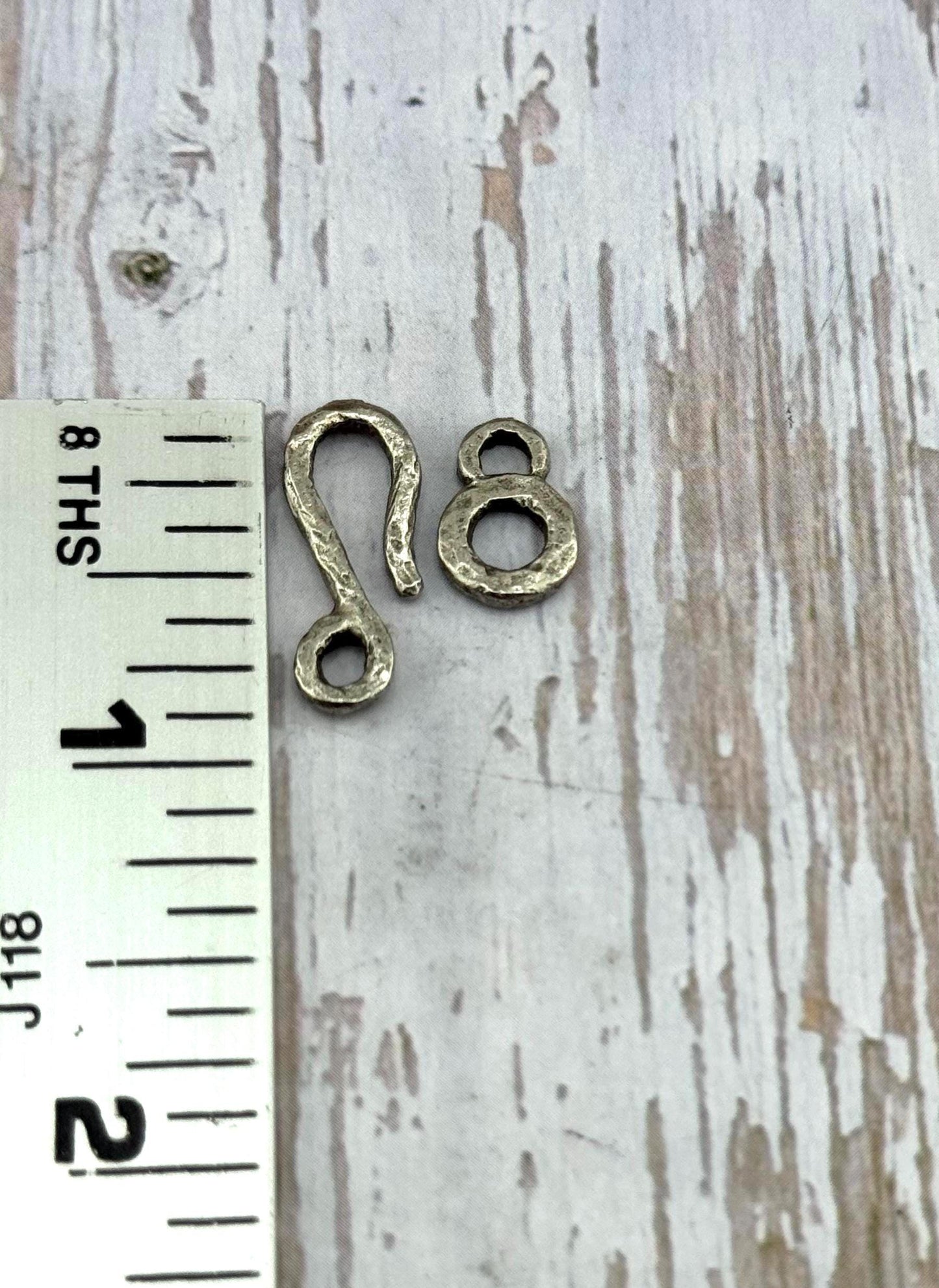 Artisan Hook and Eye Hammered Clasp, Antiqued Pewter, - PT527