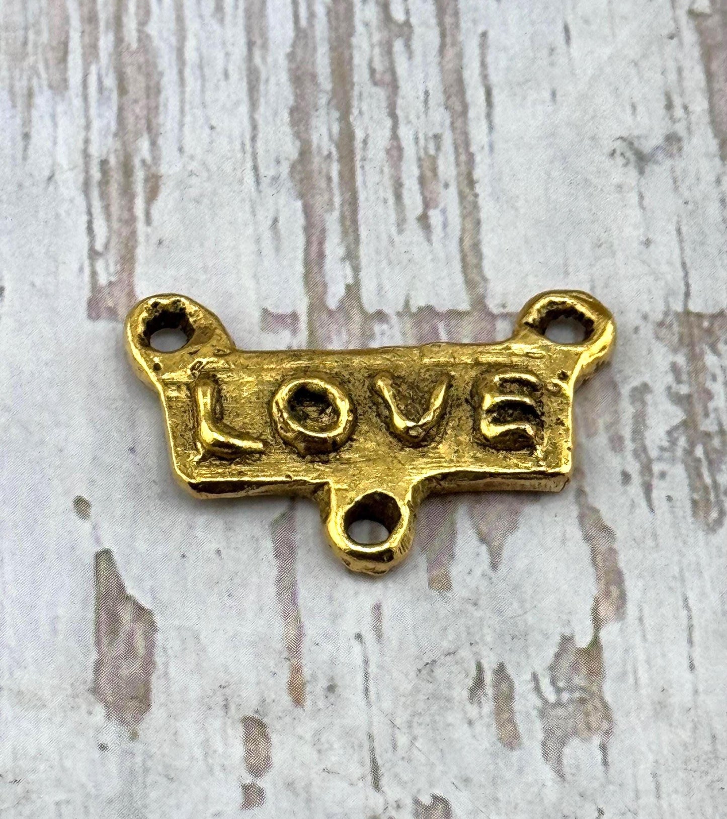Artisan 'Love' Word Connector, Antiqued 18k Gold Plated - AG117