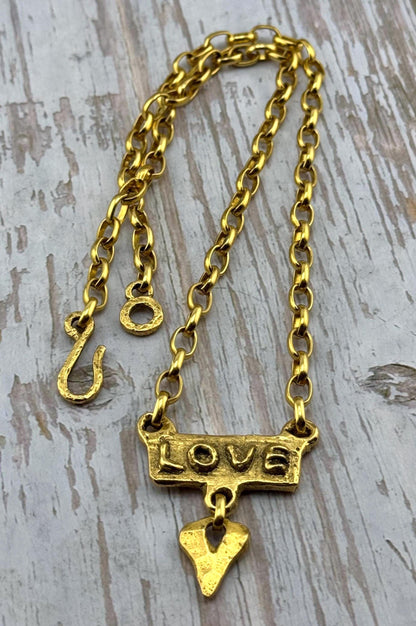 Connecteur de mot « Love », plaqué or 18 carats satiné – ST297