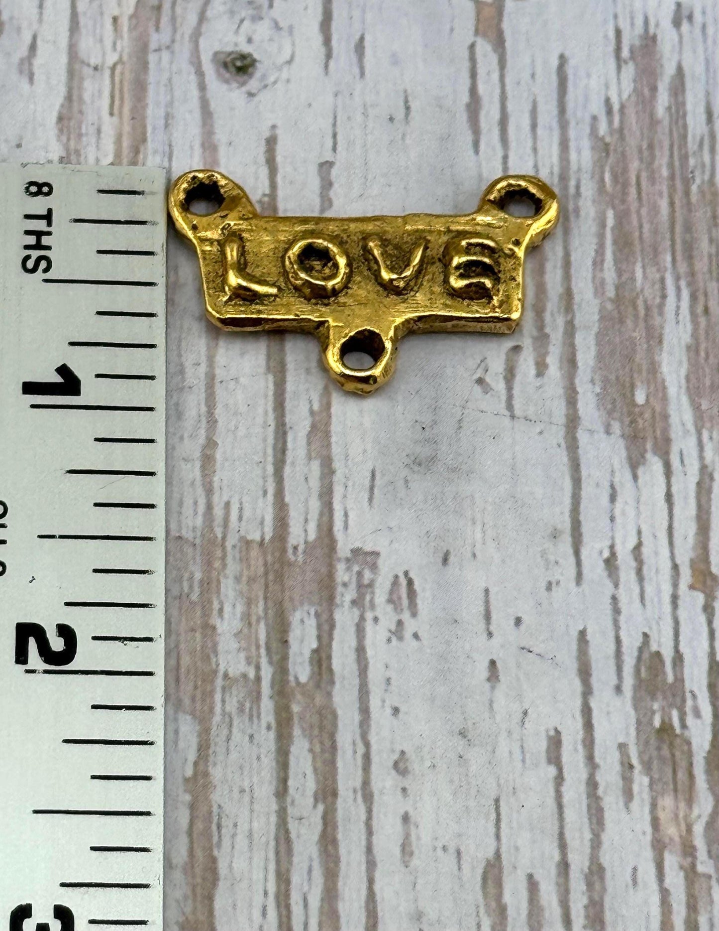 Artisan 'Love' Word Connector, Antiqued 18k Gold Plated - AG117