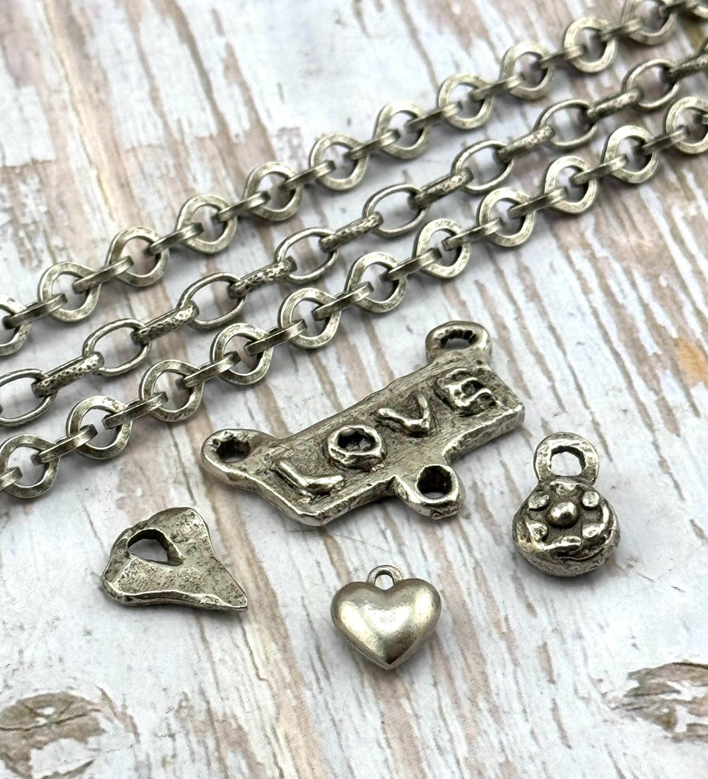 Artisan 'Love' Word Connector Charm, Antiqued Pewter - PT477