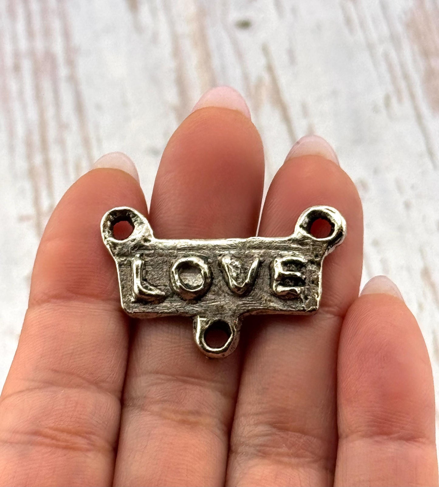 Artisan 'Love' Word Connector Charm, Antiqued Pewter - PT477