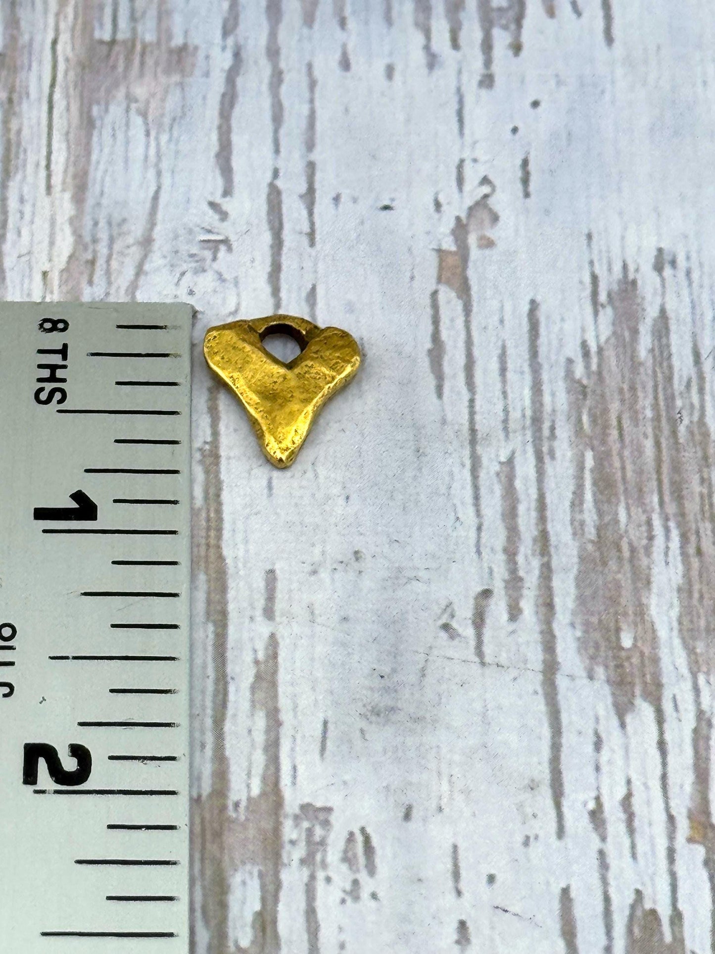 Small Rustic Heart Charm, Antiqued 18k Gold Plated - AG138