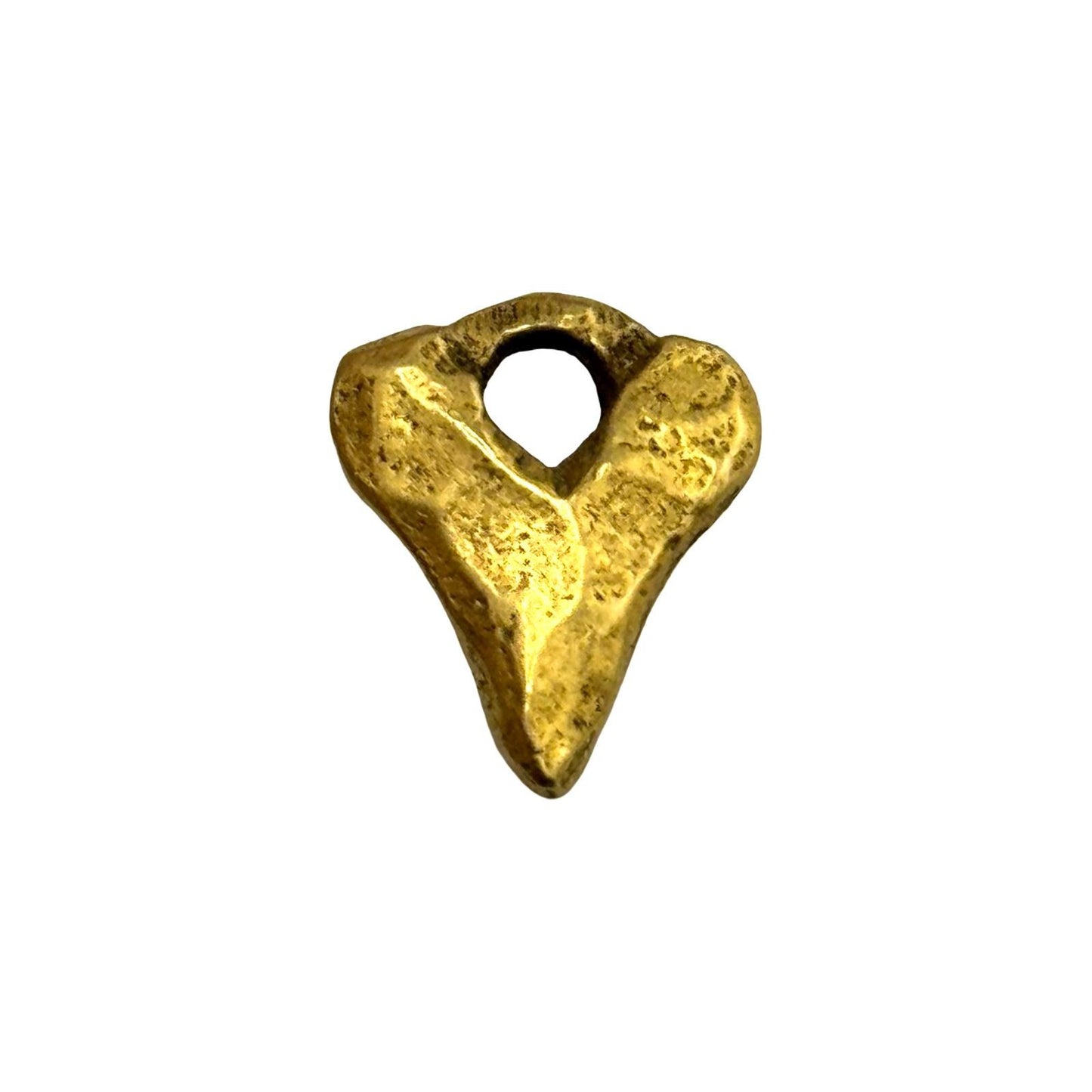 Small Rustic Heart Charm, Antiqued 18k Gold Plated - AG138