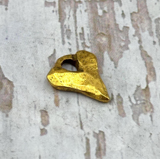 Small Rustic Heart Charm, Antiqued 18k Gold Plated - AG138
