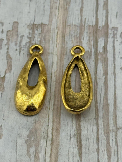 Hammered Teardrop Pendant, Antiqued 18k Gold Plated - AG683