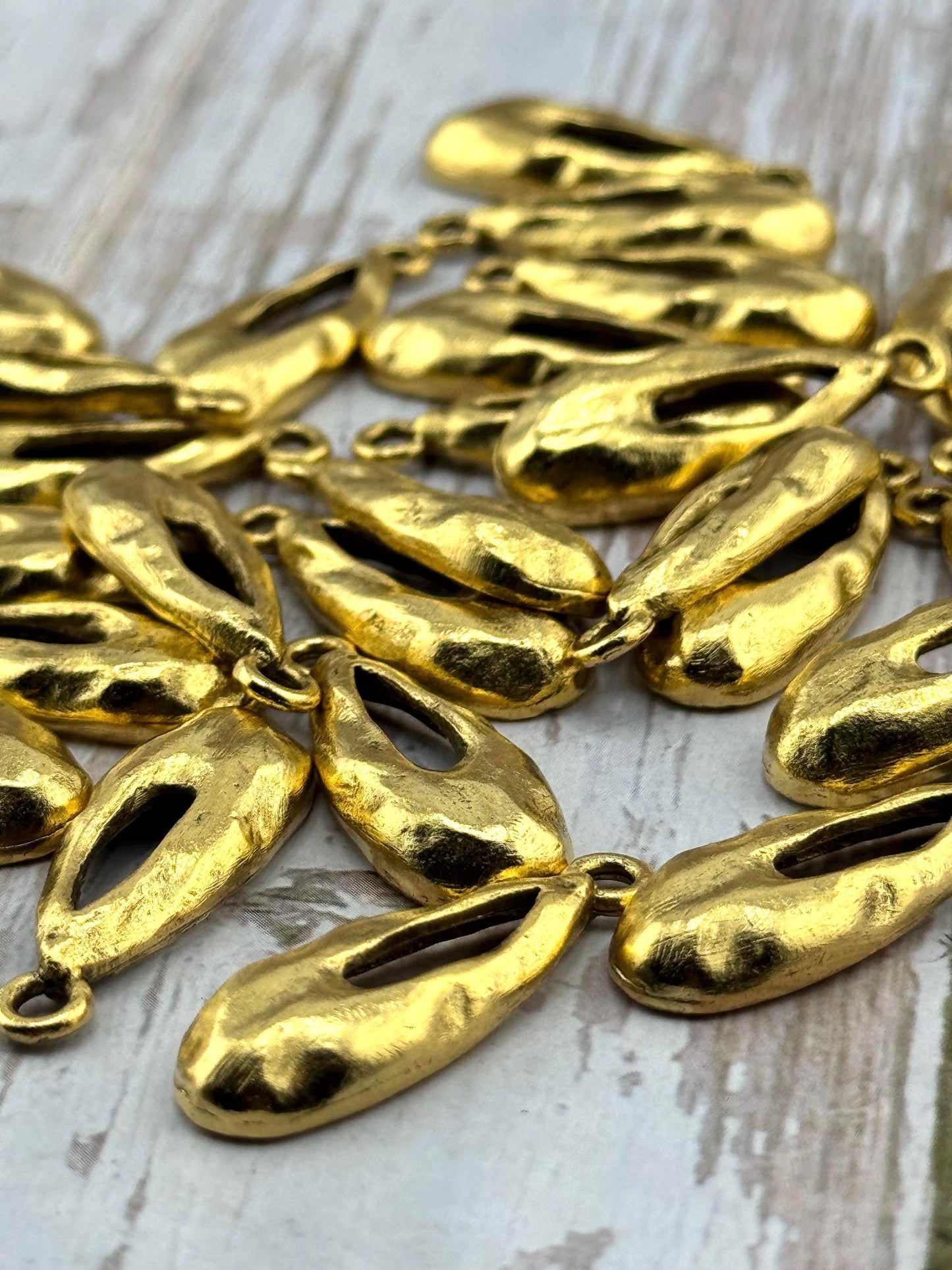Hammered Teardrop Pendant, Antiqued 18k Gold Plated - AG683