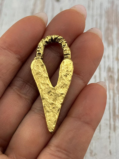 Chunky Hammered Heart Pendant, Antiqued 18k Gold Plated - AG109