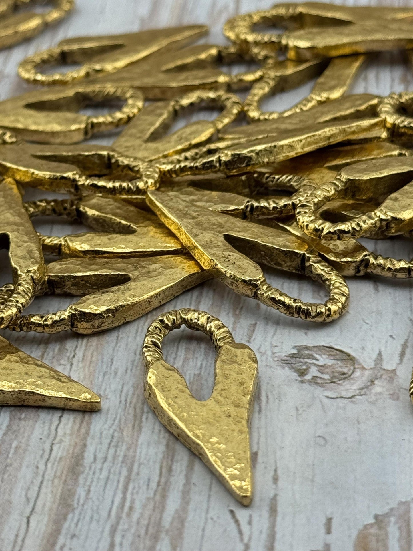 Chunky Hammered Heart Pendant, Antiqued 18k Gold Plated - AG109