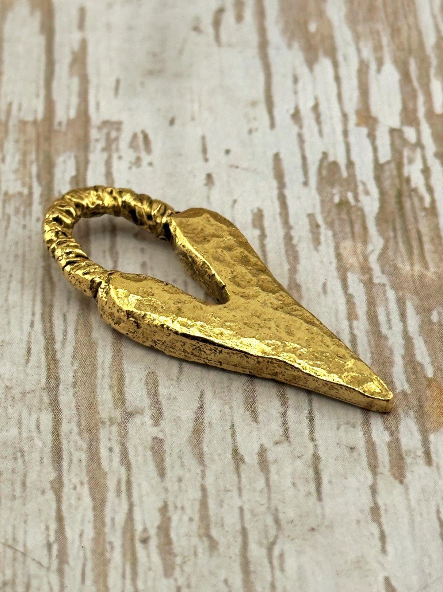 Chunky Hammered Heart Pendant, Antiqued 18k Gold Plated - AG109