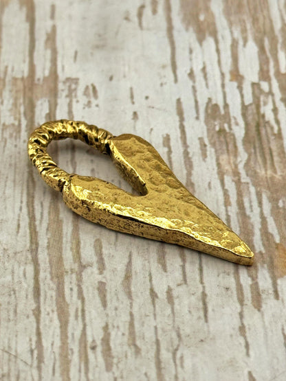 Chunky Hammered Heart Pendant, Antiqued 18k Gold Plated - AG109