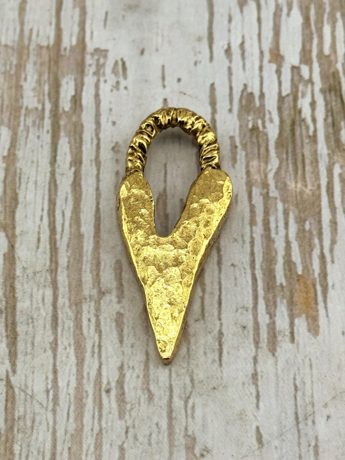 Chunky Hammered Heart Pendant, Antiqued 18k Gold Plated - AG109