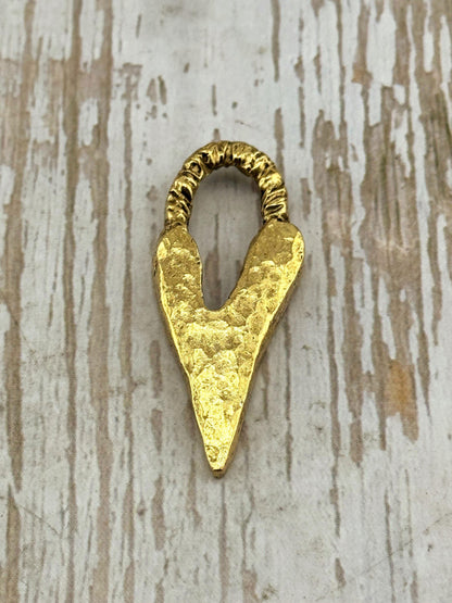 Chunky Hammered Heart Pendant, Antiqued 18k Gold Plated - AG109