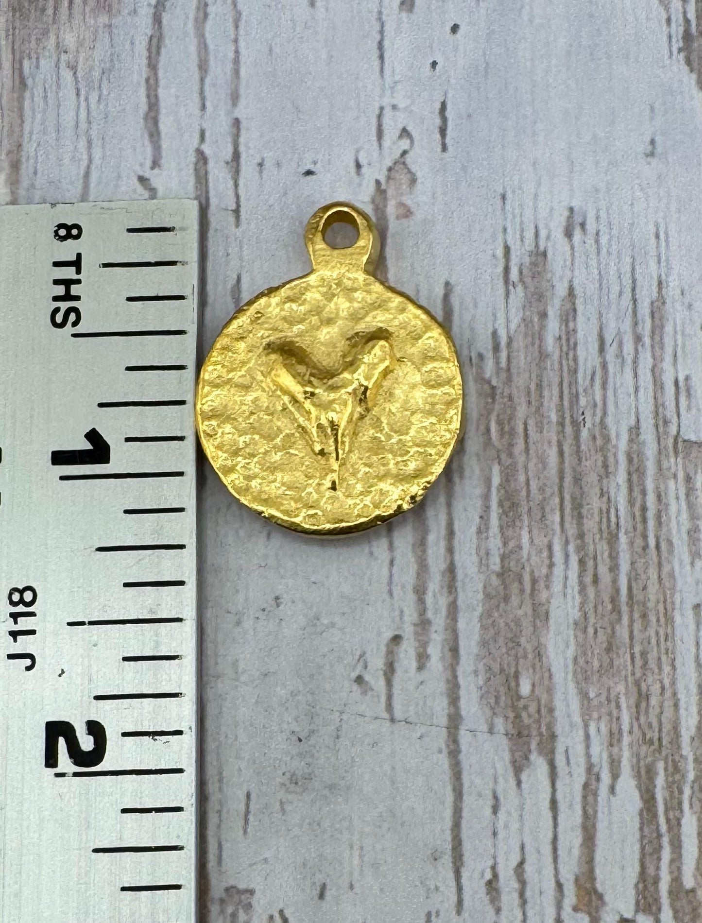Double-sided Cross & Heart Pendant, Satin 18k Gold Plated - ST287