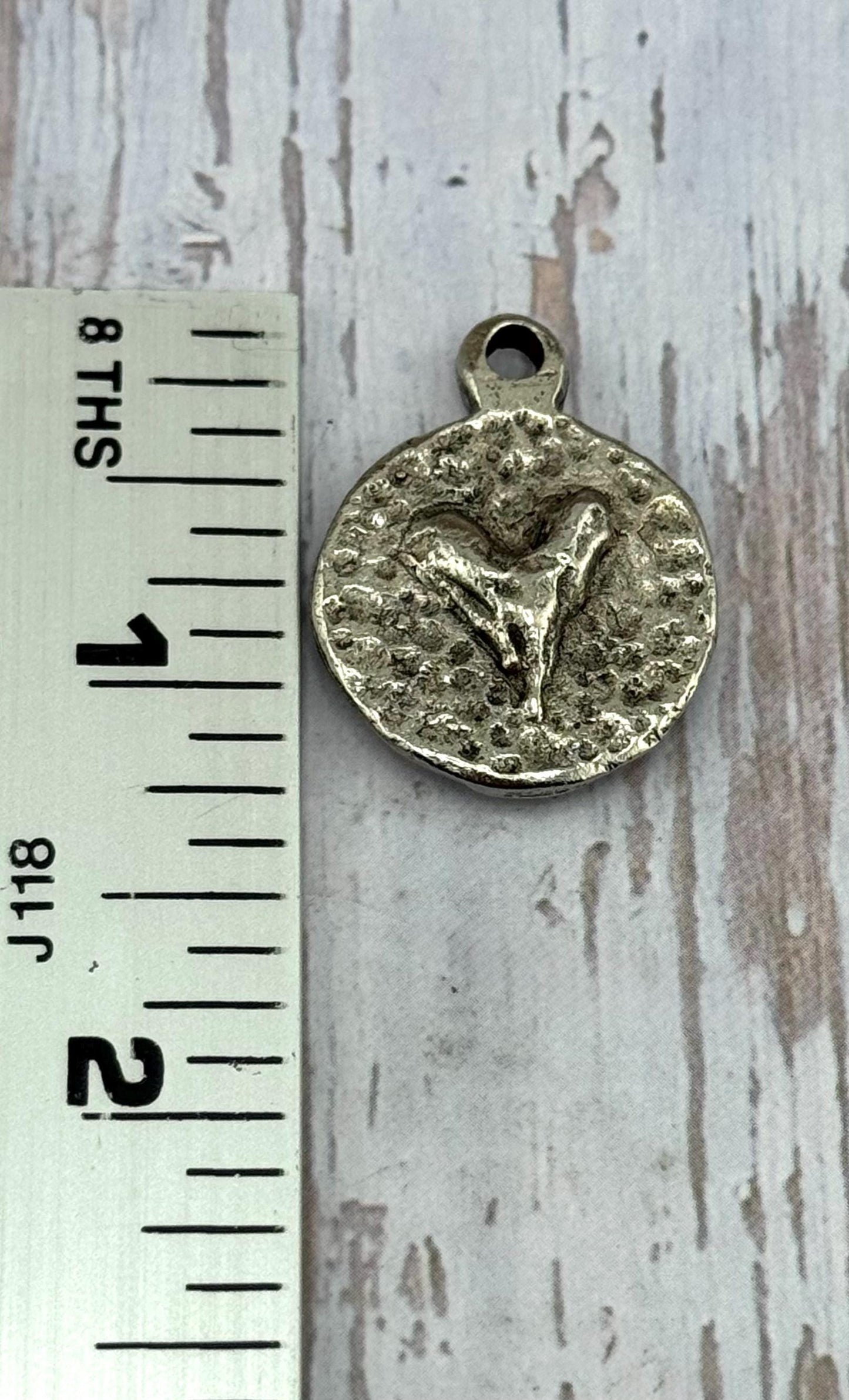 Double-sided Cross and Heart Pendant, Antiqued Pewter - PT467