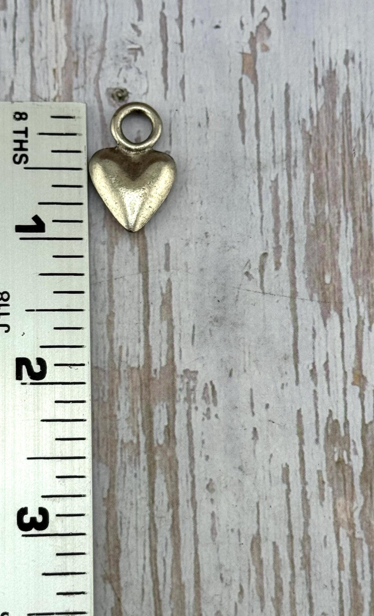 Small Puffy Heart Charm, Antiqued Pewter - PT570