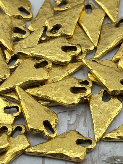 Hammered Arrowhead Heart Pendant, Antiqued 18k Gold Plated - AG131