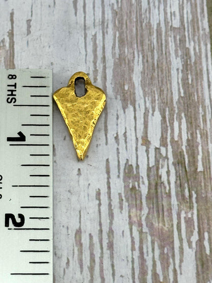Hammered Arrowhead Heart Pendant, Antiqued 18k Gold Plated - AG131