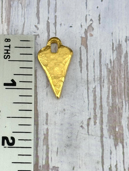 Hammered Heart Pendant, Satin 18k Gold Plated - ST311