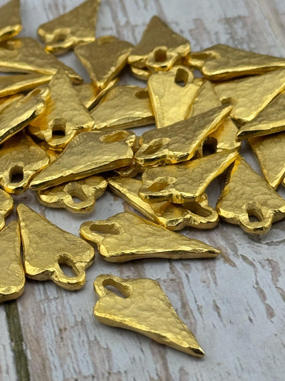 Hammered Heart Pendant, Satin 18k Gold Plated - ST311
