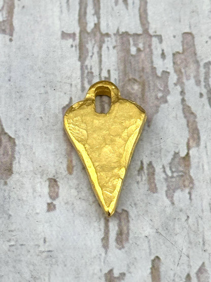 Hammered Heart Pendant, Satin 18k Gold Plated - ST311