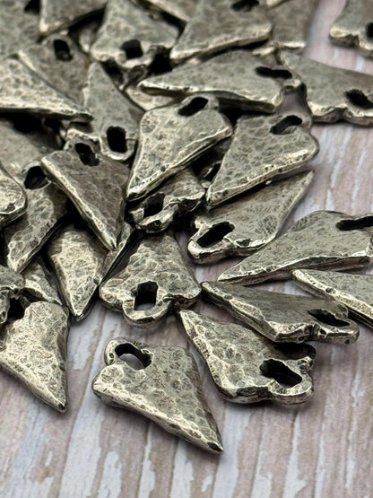 Pendentif cœur pointe de flèche, étain vieilli - PT491