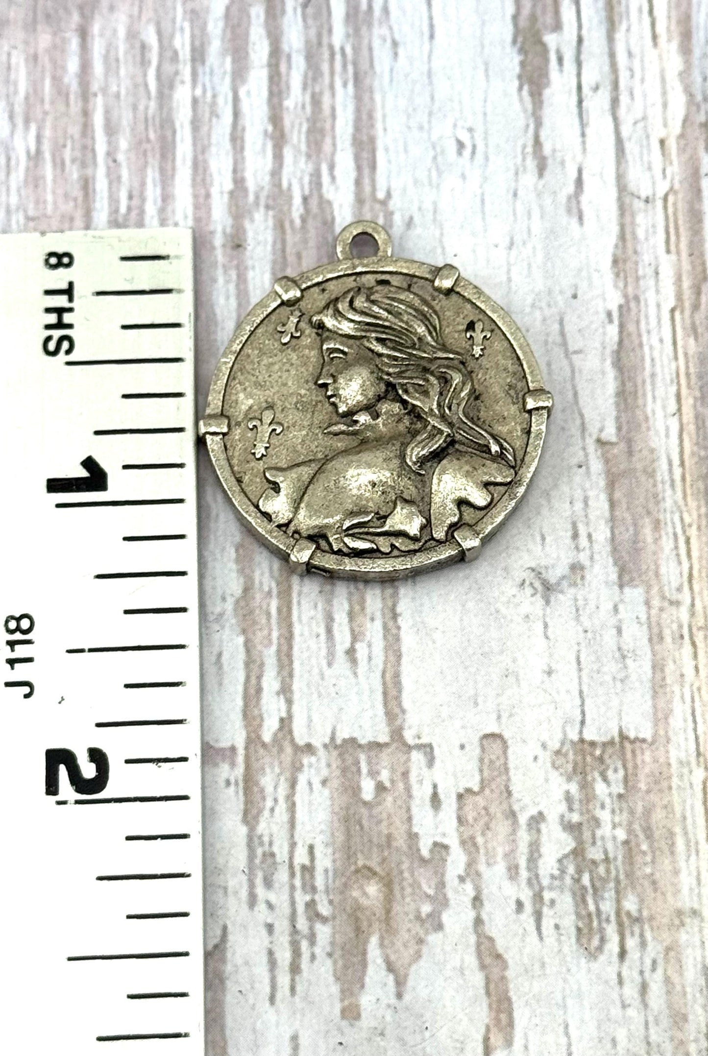 Joan of Arc Medal Pendant, Antiqued Pewter - PT512