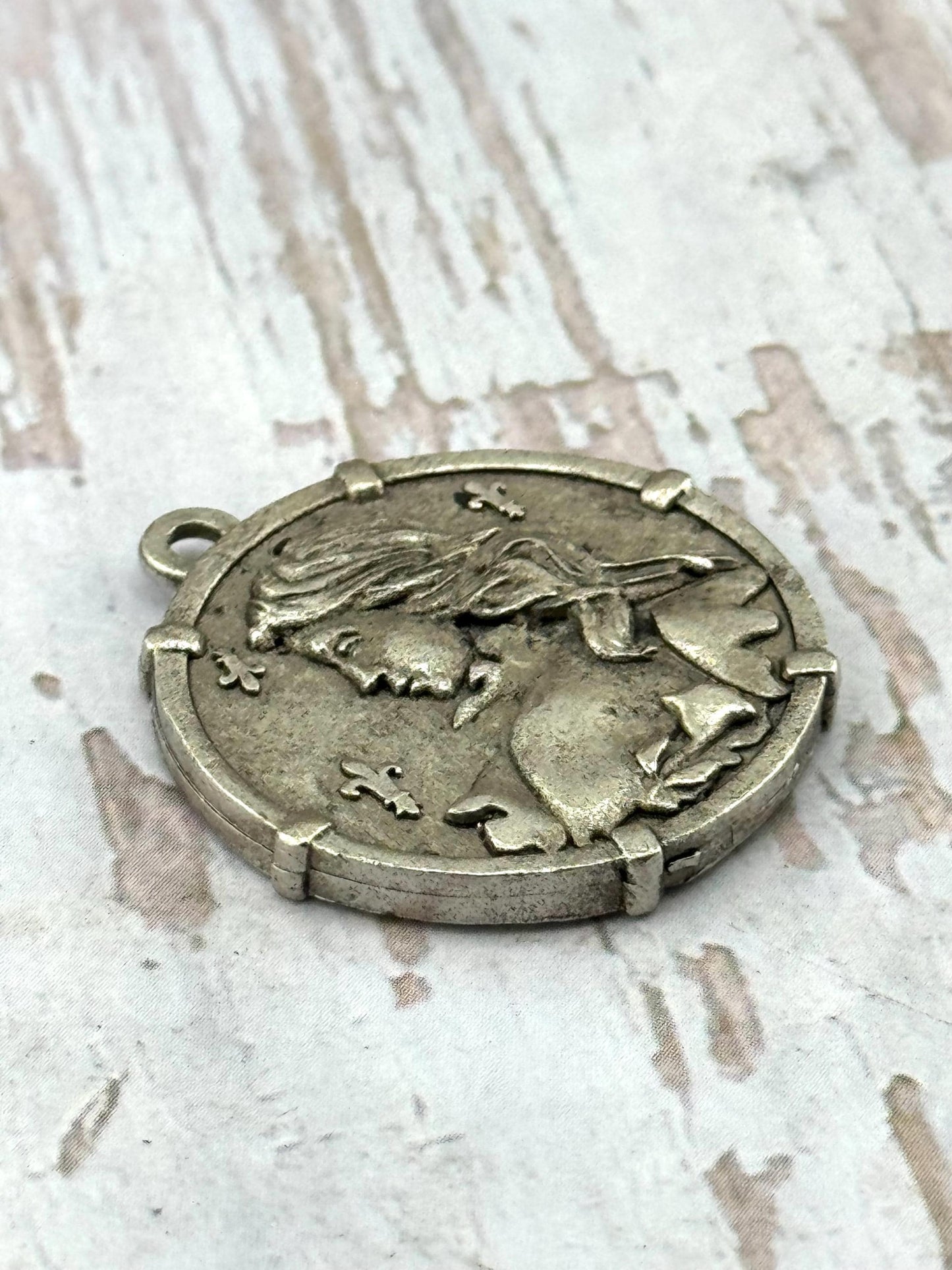 Joan of Arc Medal Pendant, Antiqued Pewter - PT512