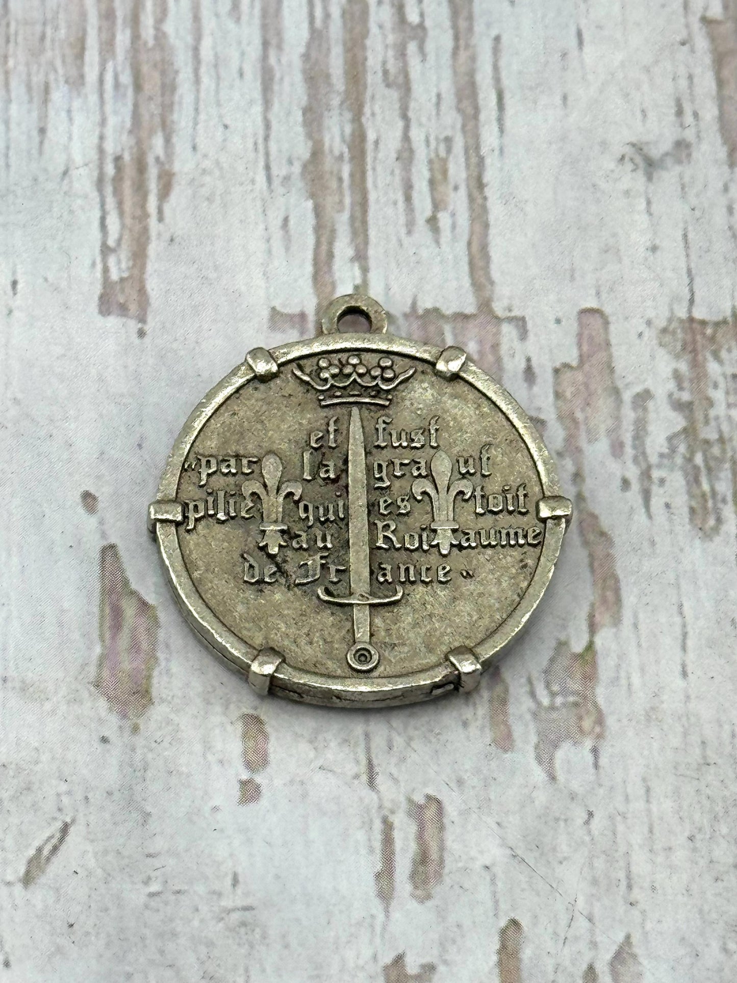 Joan of Arc Medal Pendant, Antiqued Pewter - PT512