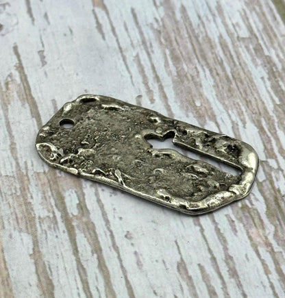 Hammered Cross Dog Tag, Antiqued Pewter - PT515