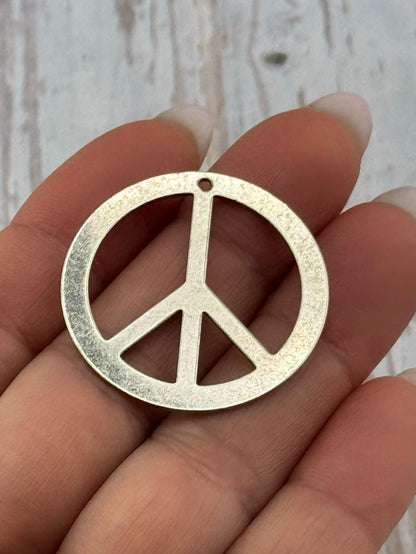Lightweight Large Peace Sign Pendant, Antiqued Pewter - PT632