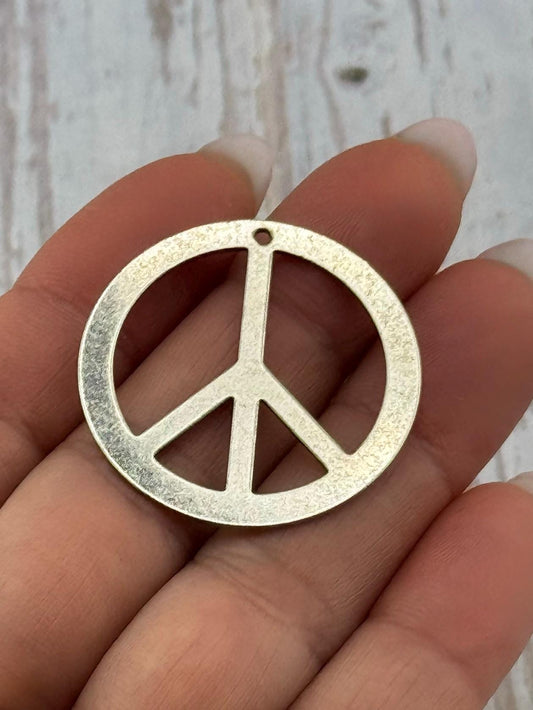 Lightweight Large Peace Sign Pendant, Antiqued Pewter - PT632