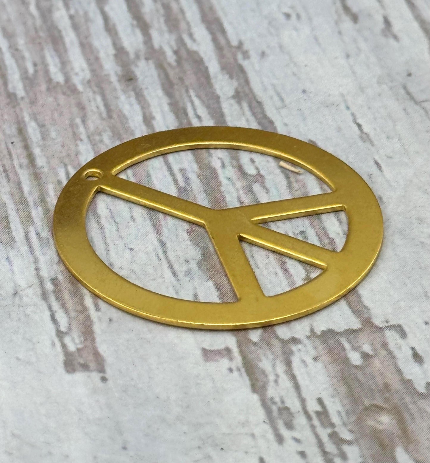 Lightweight Peace Sign Pendant, Satin 18k Gold Plated - ST603