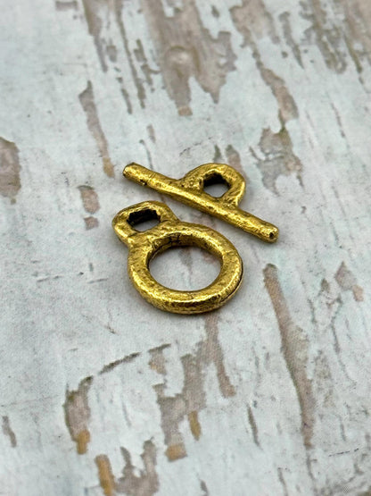 Fermoir à bascule rond, plaqué or 18 carats vieilli - AG171
