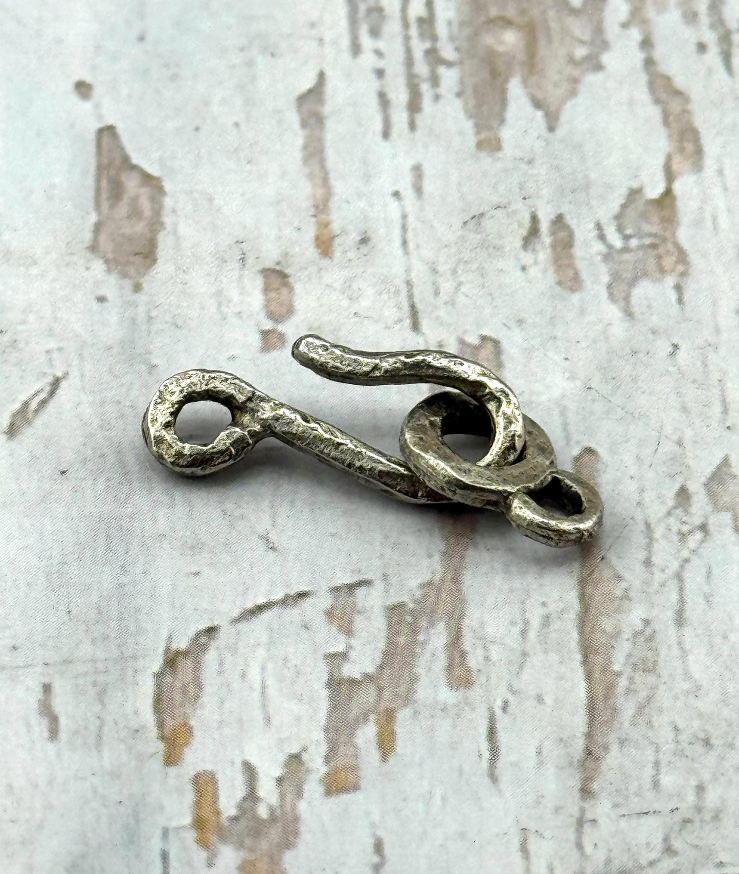 Artisan Hook and Eye Hammered Clasp, Antiqued Pewter, - PT527