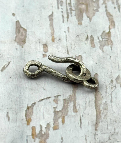 Artisan Hook and Eye Hammered Clasp, Antiqued Pewter, - PT527