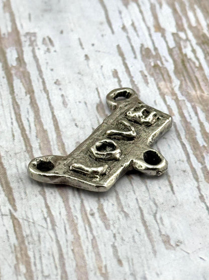 Artisan 'Love' Word Connector Charm, Antiqued Pewter - PT477