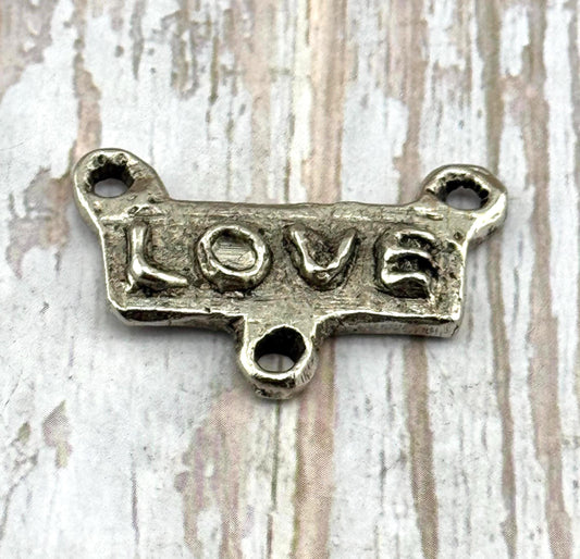 Artisan 'Love' Word Connector Charm, Antiqued Pewter - PT477