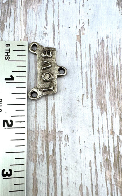 Artisan 'Love' Word Connector Charm, Antiqued Pewter - PT477