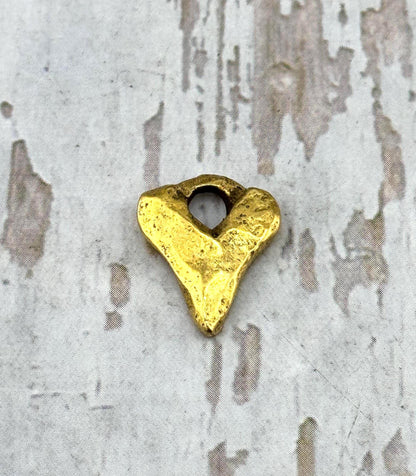 Small Rustic Heart Charm, Antiqued 18k Gold Plated - AG138