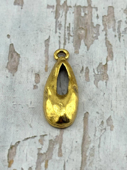 Hammered Teardrop Pendant, Antiqued 18k Gold Plated - AG683