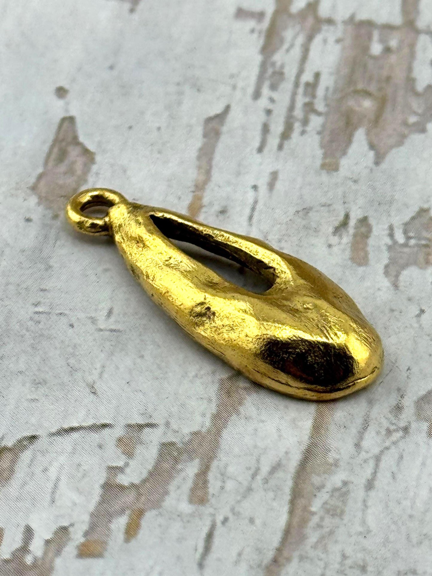 Hammered Teardrop Pendant, Antiqued 18k Gold Plated - AG683