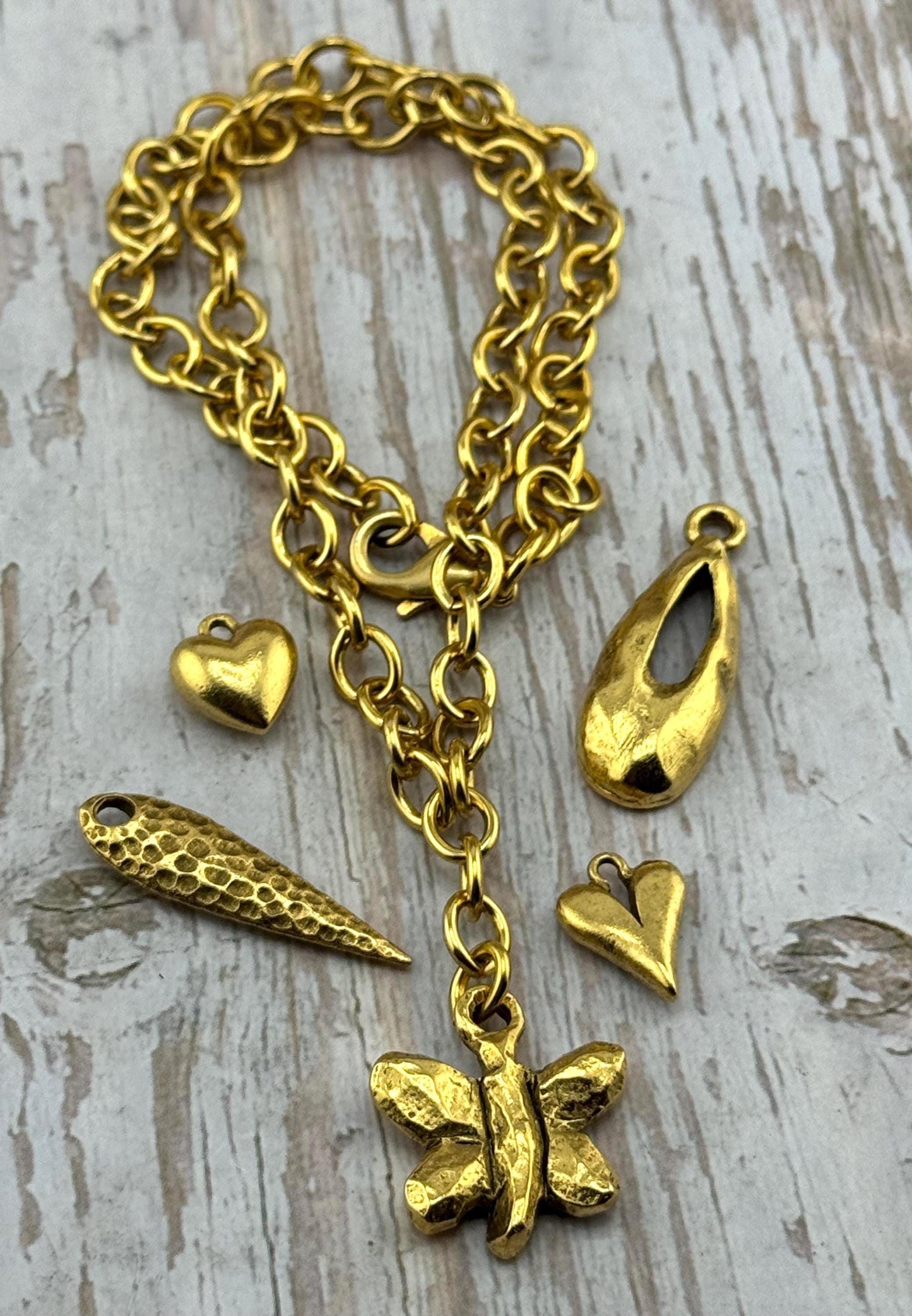 Hammered Teardrop Pendant, Antiqued 18k Gold Plated - AG683