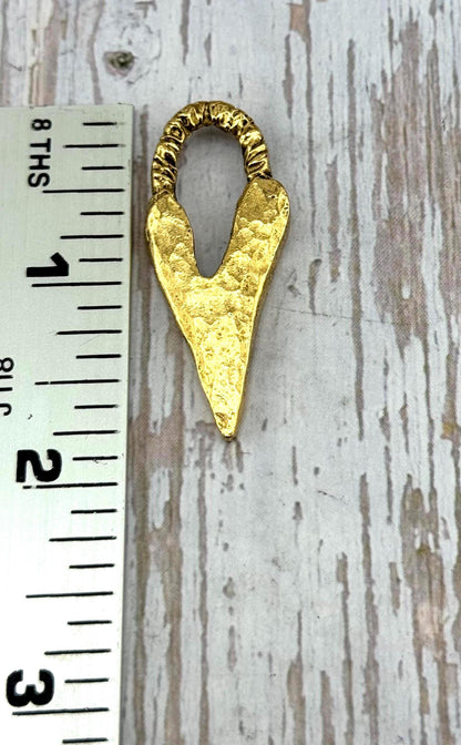 Chunky Hammered Heart Pendant, Antiqued 18k Gold Plated - AG109