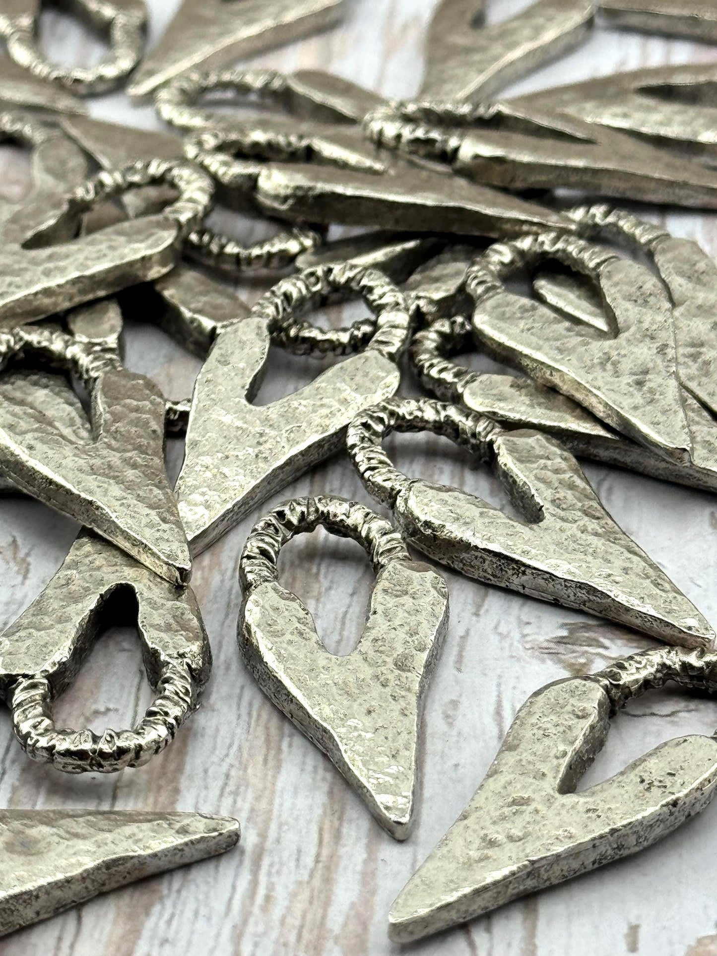 Hammered Heart Pendant, Antiqued Pewter - PT469