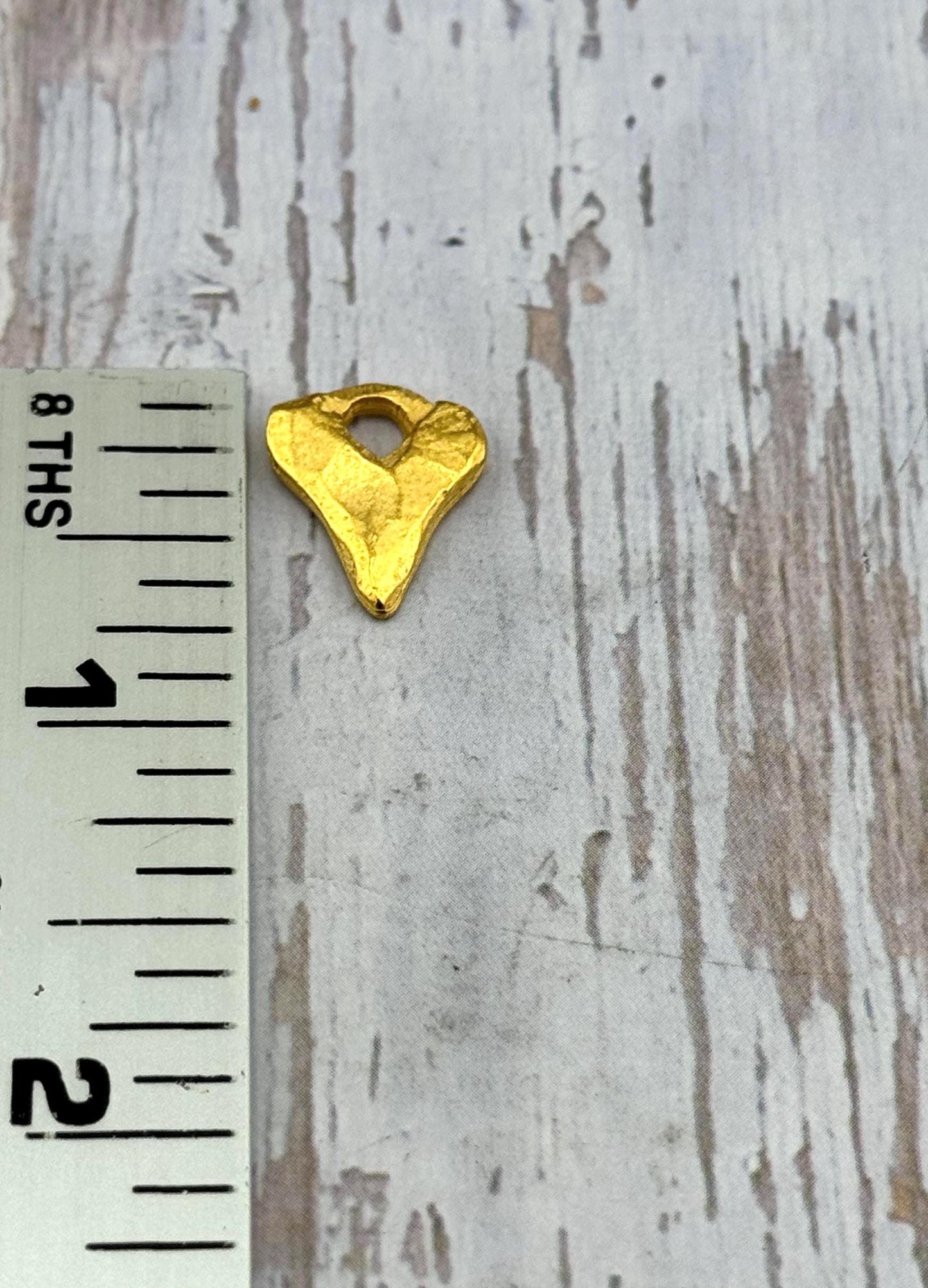 Small Rustic Heart Charm, Satin 18k Gold Plated - ST318
